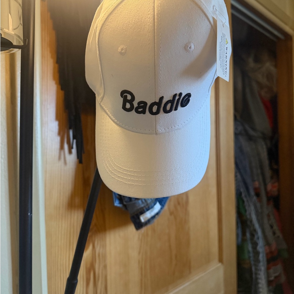 Baddie Kids' White Embroidered Baseball Cap